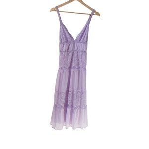 Alice + Olivia Amena Lace Crepon Maxi Dress Orchid Lilac Sz 8 / Medium